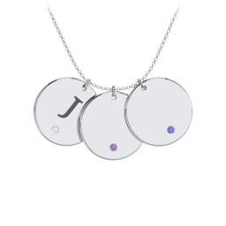 Birthstone Initial 3 Disc Pendant