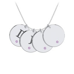 Birthstone Initial 4 Disc Pendant