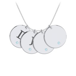 Birthstone Initial 4 Disc Pendant