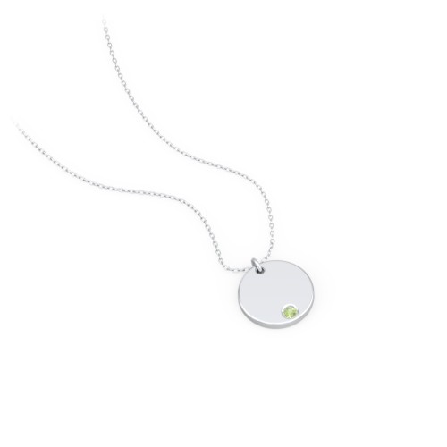 Engravable Disc Sorority Pendant with Birthstone – Sterling Silver with Peridot