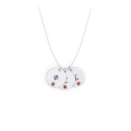 Engravable Disc Sorority Pendant with Birthstone in 925 Sterling Silver with Garnet