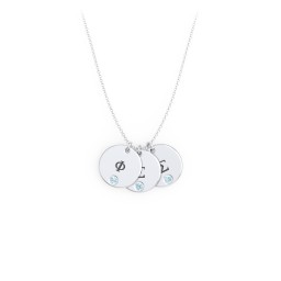 Engravable Disc Sorority Pendant with Birthstone in 925 Sterling Silver with Blue Topaz