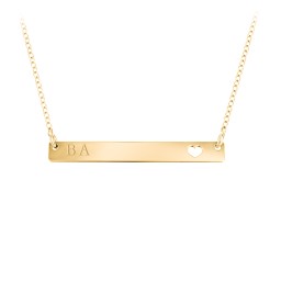 Engravable Bar Sorority Pendant with Cutout Heart in 18K Gold Plated Silver