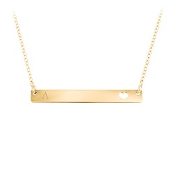Engravable Bar Pendant with Cutout Heart in 18K Gold Plated Silver
