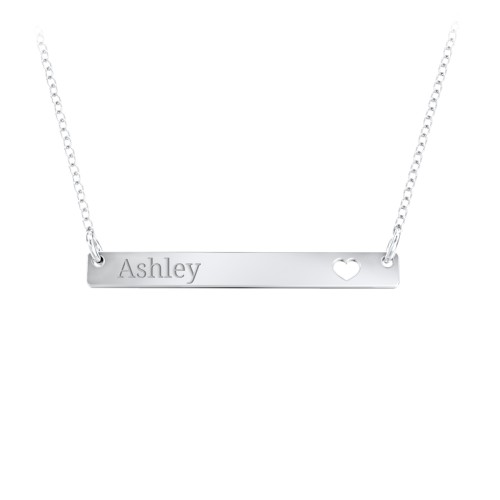 Engravable Bar Pendant with Cutout Heart