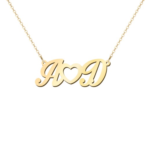Initials and Heart Pendant – 10K Yellow Gold