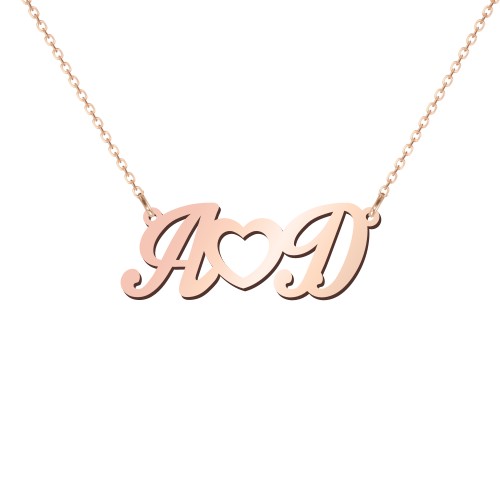Initials and Heart Pendant – 10K Rose Gold