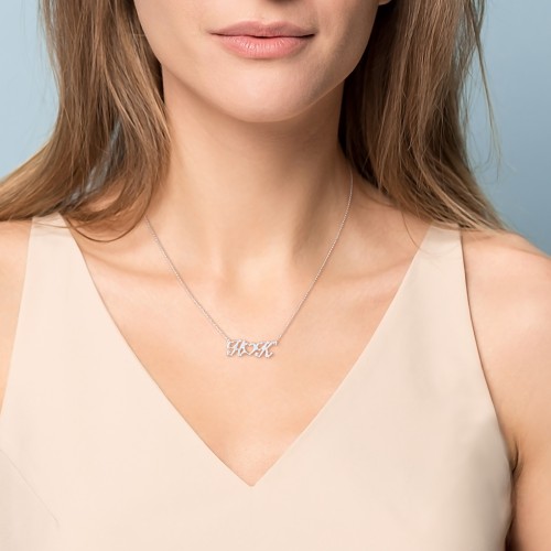Initials and Heart Pendant – Sterling Silver
