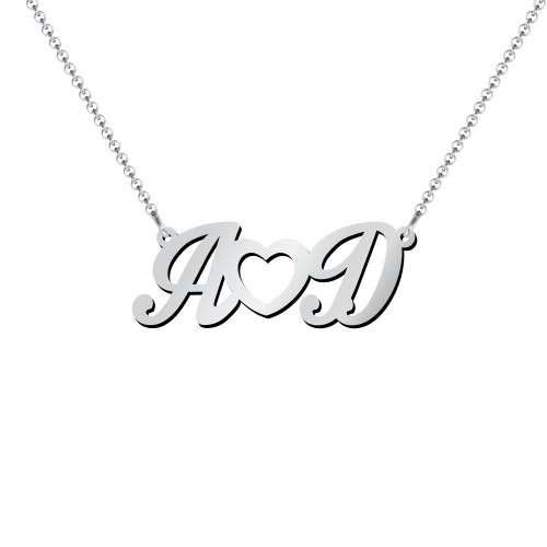 Initials and Heart Pendant – Sterling Silver