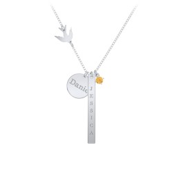 Milestone Necklace with Bird Charm