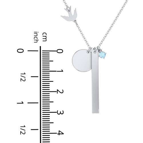Milestone Necklace with Bird Charm – 10K Yellow Gold with Cubic Zirconia