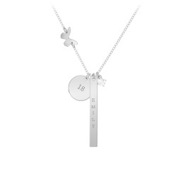 Milestone Necklace with Butterfly Charm in 925 Sterling Silver with Diamond