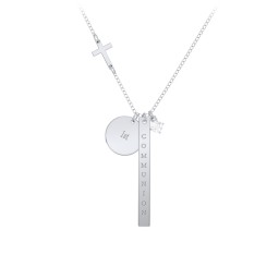 Milestone Necklace with Cross Charm in 925 Sterling Silver with Diamond