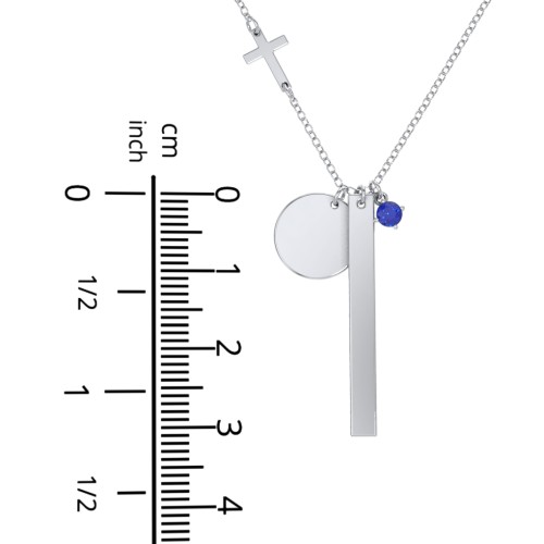 Milestone Necklace with Cross Charm – Sterling Silver with Amethyst