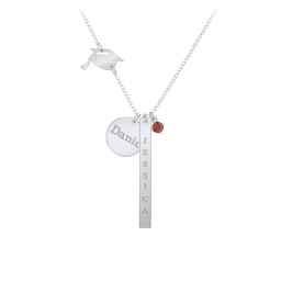 Milestone Necklace with Graduation Hat Charm in 925 Sterling Silver with Garnet