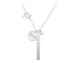 Milestone Necklace with Graduation Hat Charm in 925 Sterling Silver with Blue Topaz
