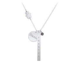 Milestone Necklace with Hamsa Charm