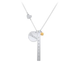 Milestone Necklace with Heart Charm in 925 Sterling Silver with Citrine