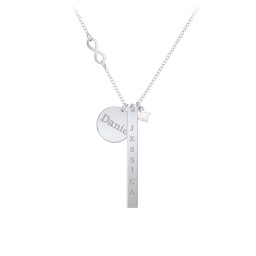Milestone Necklace with Infinity Charm in 925 Sterling Silver with Cubic Zirconia
