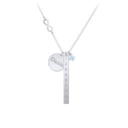 Milestone Necklace with Infinity Charm in 925 Sterling Silver with Aquamarine
