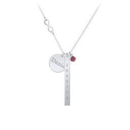 Milestone Necklace with Infinity Charm in 925 Sterling Silver with Ruby