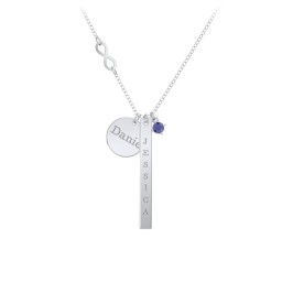 Milestone Necklace with Infinity Charm in 925 Sterling Silver with Blue Sapphire