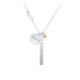 Milestone Necklace with Infinity Charm in 925 Sterling Silver with Citrine