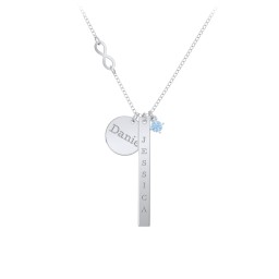 Milestone Necklace with Infinity Charm in 925 Sterling Silver with Blue Topaz