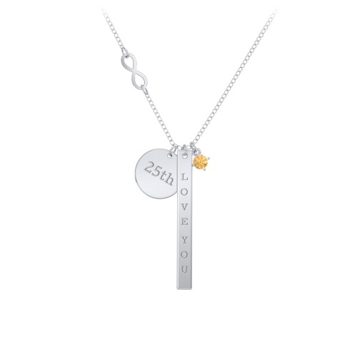 Milestone Necklace with Infinity Charm – Sterling Silver with Citrine