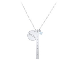 Milestone Necklace in 925 Sterling Silver with Aquamarine