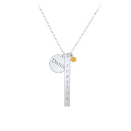 Milestone Necklace in 925 Sterling Silver with Citrine