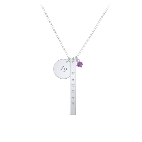 Milestone Necklace – Sterling Silver with Amethyst
