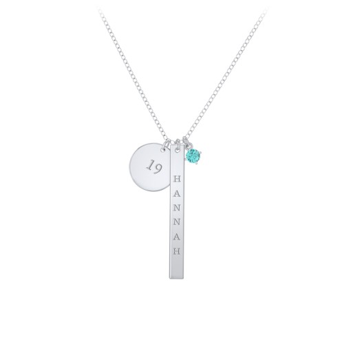 Milestone Necklace – Sterling Silver with Mint Premium Zirconia