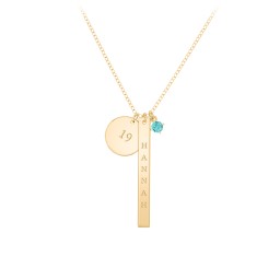 Milestone Necklace in 10K Solid Yellow Gold with Mint Premium Zirconia