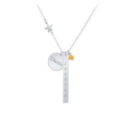 Milestone Necklace with Star Charm in 925 Sterling Silver with Citrine