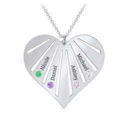 Engravable Heart Necklace with 2-7 Birthstones