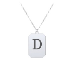 Engravable Tag Charm Necklace in 925 Sterling Silver