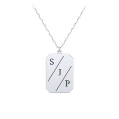3 Engravable Tag Charm Necklace – Sterling Silver