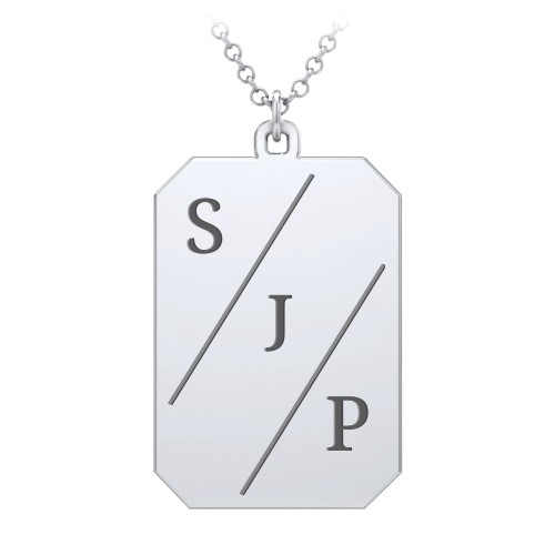 3 Engravable Tag Charm Necklace – Sterling Silver