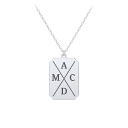 4 Engravable Tag Charm Necklace in 925 Sterling Silver