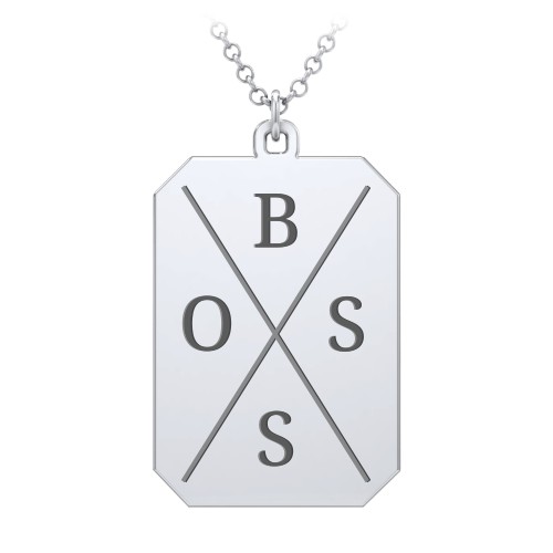 4 Engravable Tag Charm Necklace – Sterling Silver
