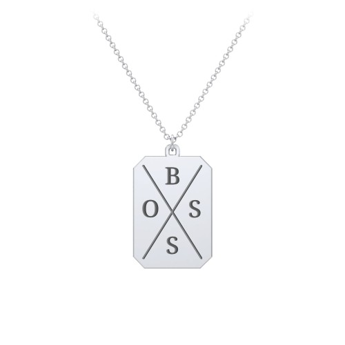 4 Engravable Tag Charm Necklace – Sterling Silver
