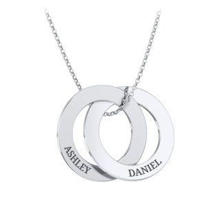 Engraved 2 Interlocking Russian Rings Necklace