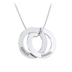 Engraved 2 Interlocking Russian Rings Necklace – Vermeil