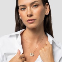 Engraved 3 Interlocking Russian Rings Necklace