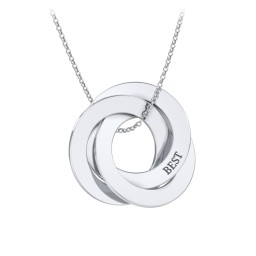 Engraved 3 Interlocking Russian Rings Necklace in 925 Sterling Silver