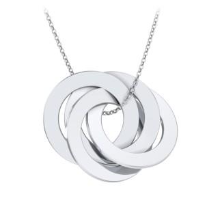 Engraved 4 Interlocking Russian Rings Necklace