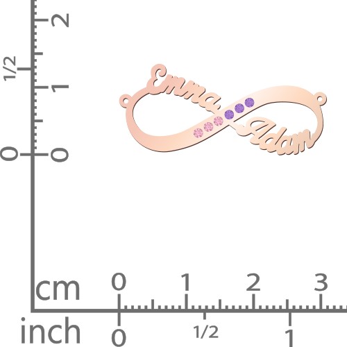 Infinity Name Necklace with Accents – 10K Rose Gold with Fancy Pink Premium Zirconia and Amethyst Premium Zirconia