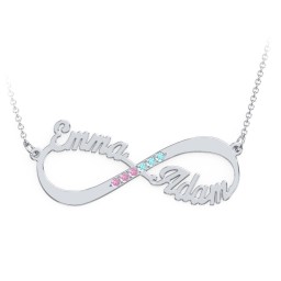 Infinity Name Necklace with Accents in 925 Sterling Silver with Diamond