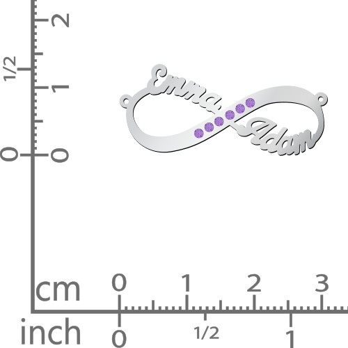 Infinity Name Necklace with Accents – Sterling Silver with Amethyst Premium Zirconia